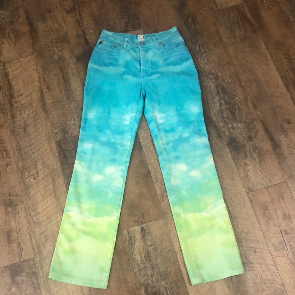 Cavalli Ombré Glittery Stretch Denim Pants